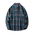 thumbnail image 3 of Men's Button Down Shirts Striped Checkered Long-sleeve Turndown Collar Blouse Casual Loose Fit Lightweight Coat, 3 of 3