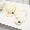 thumbnail image 2 of WUXIAN Boys Kids Sun Hats Girls Straw Hat Purse Bag Set Wide Brim Flower Summer Beach Sun Hat Princess Shoulder Crossbody Bag Sun Caps,White,One Size, 2 of 2