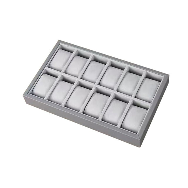 Bandeja de Joyería perfecl Caja de Almacenamiento de Exhibición de Reloj Cuero PU de Madera 12 Ranuras