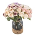 thumbnail image 2 of Tkrady Artificial Flowers Combo Purple And White Flowers 12pcs Mix Silk Flowers Roses with Stems for DIY Wedding Bridal Bouquets, Floral Arrangement, Table Centerpieces, Home Decorations, 2 of 4