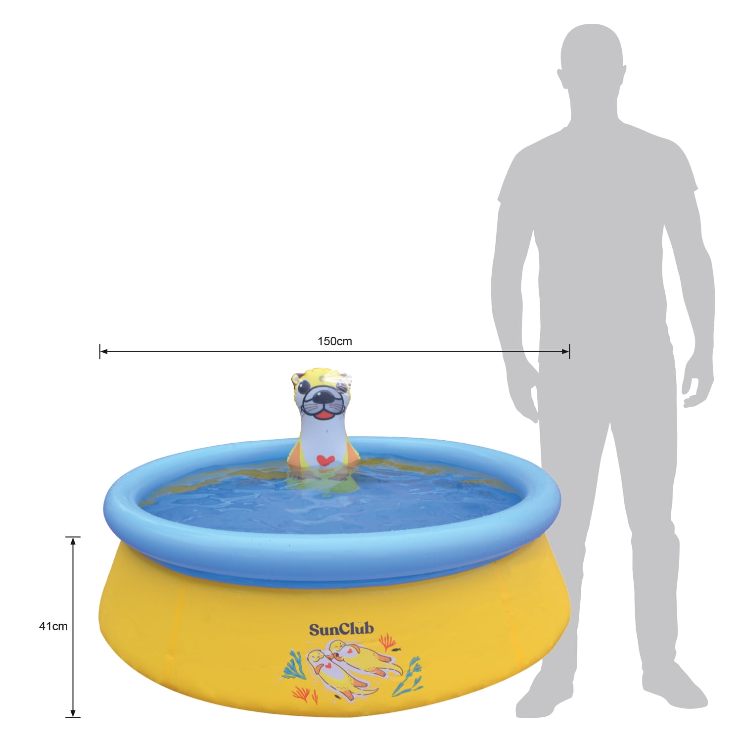 JLeisure Sea Otter 12011 5 Foot x 16.5 Inch Inflatable Outdoor Backyard Kids Swimming Pool
