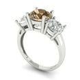 thumbnail image 2 of 3.25ct Round Cut Brown Champagne Crystal 18k White Gold Engraving Statement Bridal Wedding 3 stone Designer Ring Size 10.5, 2 of 5