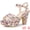 Pink, variant on Women's Floral Print Platform Block Heels SandalsBurgundy 7.5