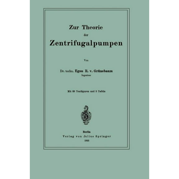 Zur Theorie Der Zentrifugalpumpen, (Paperback)