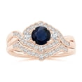 thumbnail image 4 of Angara Natural 0.6 Ct. Blue Sapphire with Diamond Vintage Inspired Ring in 14K Rose Gold for Women (Ring Size: 11.5), 4 of 10