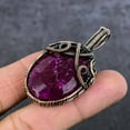 thumbnail image 3 of Ruby(Simulated) Gemstone Handmade Copper Wire Wrap Jewelry Pendant 2.17", 3 of 4