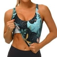 thumbnail image 3 of Picia Black Panther Floral Illustration Sports Bra for Women,Padded Strappy Sports Bras Medium Support Yoga Bra with Removable Cups,Running Yoga Bra-, 3 of 9