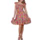 thumbnail image 1 of Vestido Floral con Smock Inspire Chic para Mujer, Sin Mangas, Cuello Cuadrado, con Volantes, Talla XL, Verde Salvia, 1 of 6