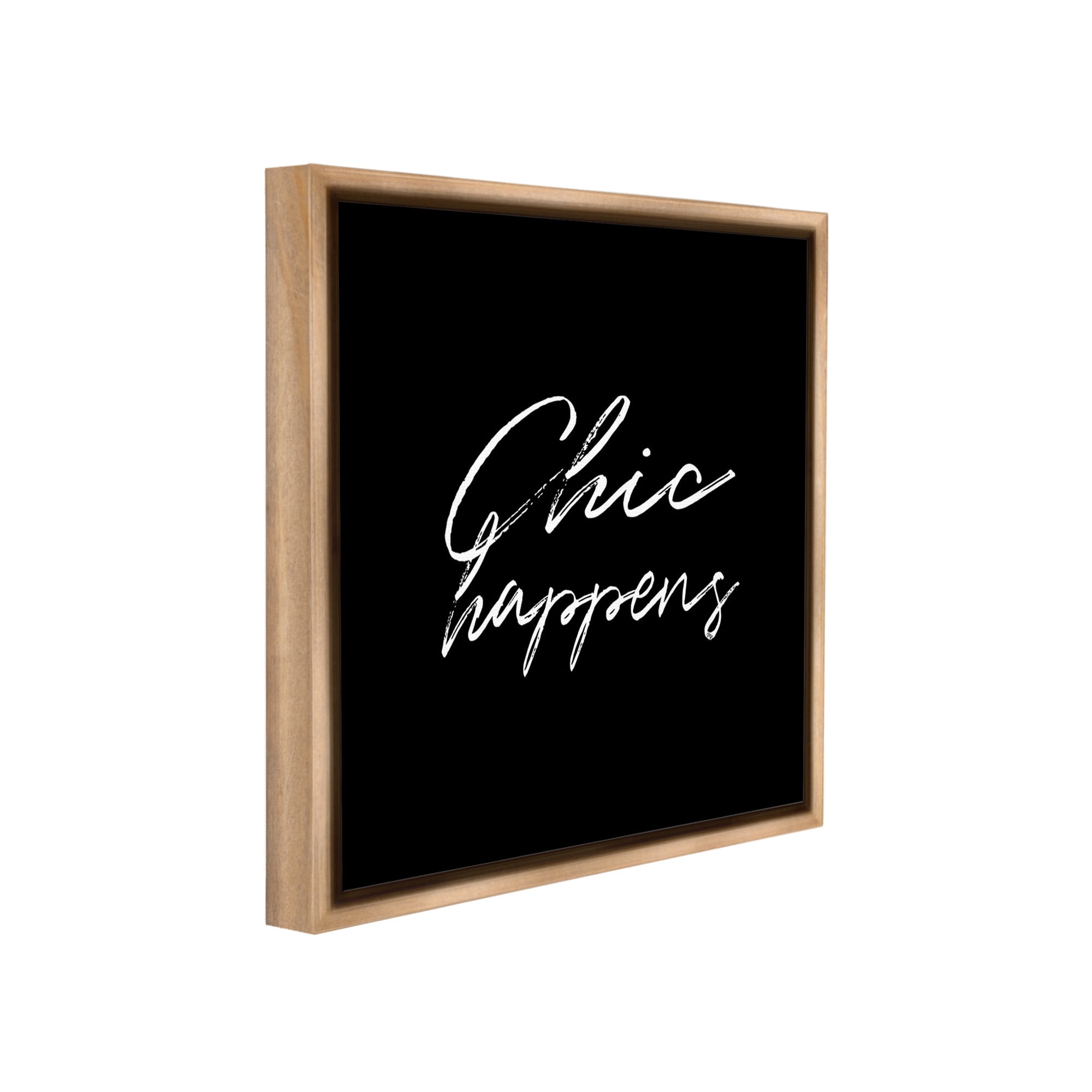 Stupell Industries Chic Happens on Black Beauty & Fashion Painting Brown Floater Framed Canvas Art Print Wall Art, 25 x 25