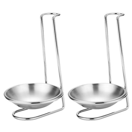 

2 Pcs Spoon Stands Slotted Spoon Brackets Scoop Holders with Tray (Silver)