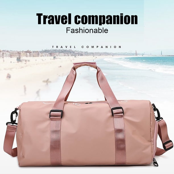 Bolsa de deporte para gimnasio, separación húmeda y seca, para fitness, yoga, equipaje de viaje, bolso (rosa)