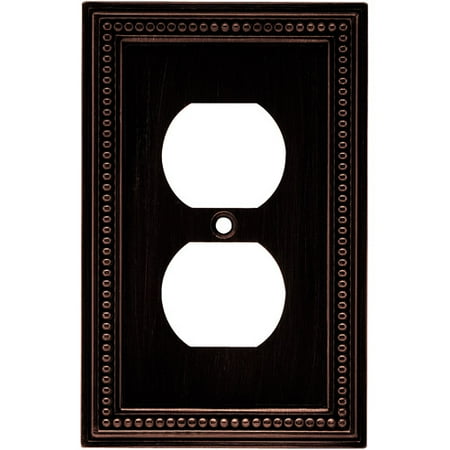 Brainerd 64410 Beaded Single Duplex Outlet Wall Plate / Switch Plate / Cover, Venetian Bronze