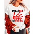 thumbnail image 1 of I Wear Red Print Crew Neck T-shirt, Short Sleeve Casual Top For Summer & Spring, Women's Clothing, 1 of 6