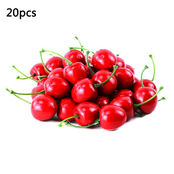 20 Pcs Artificial Fake Plastic Cherry Fruit Food Party Table Decorative