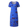 thumbnail image 3 of Héliisoer Robe de Femme, Femmes de Dégagement d'Été Mode O-Cou Papillon Impression Manches Courtes Casual Fente Longues Robes, 3 of 4