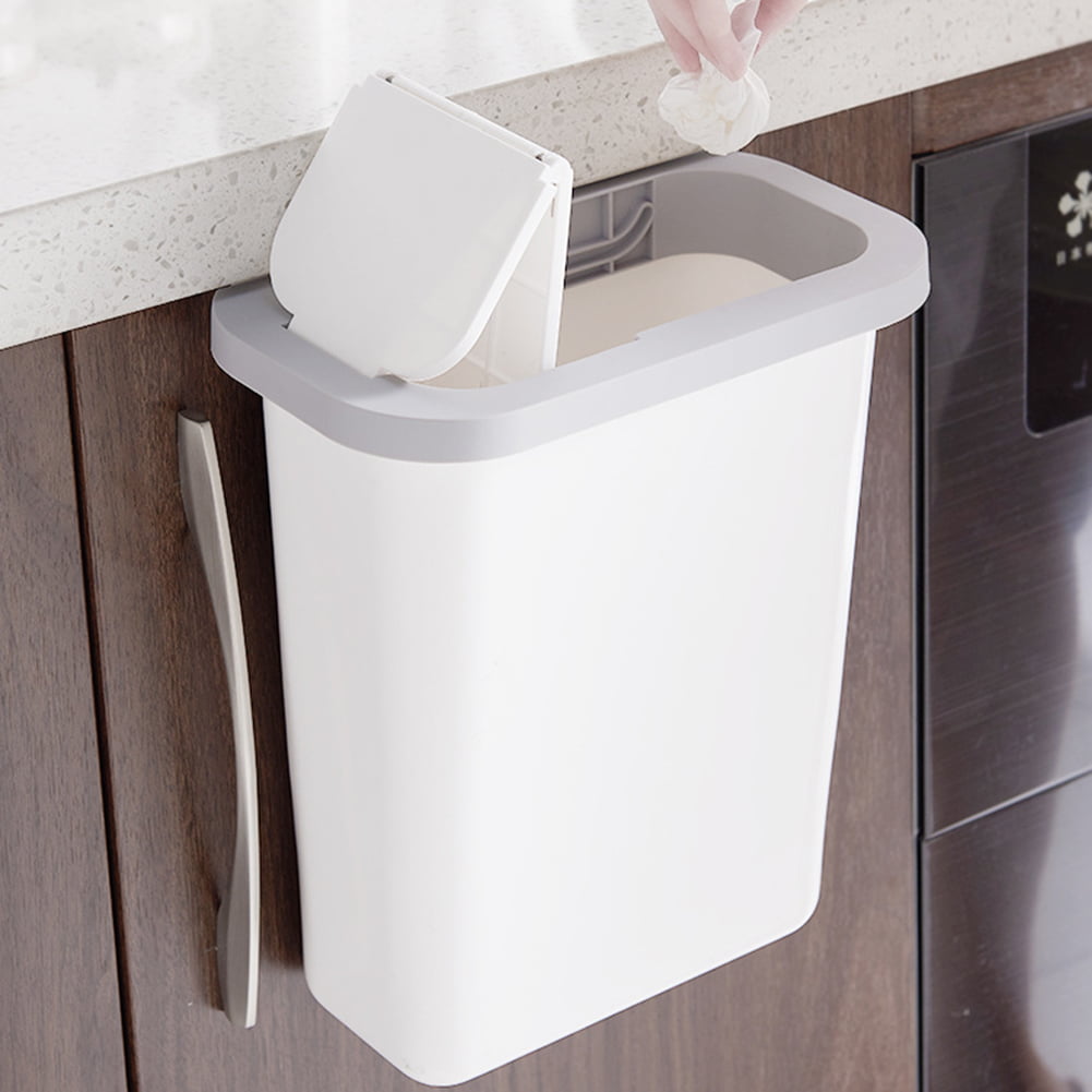 Hanging Trash Can Small Kitchen Garbage Can Waste Bin With Lid For Kitchen Cabinet Door Walmart Canada