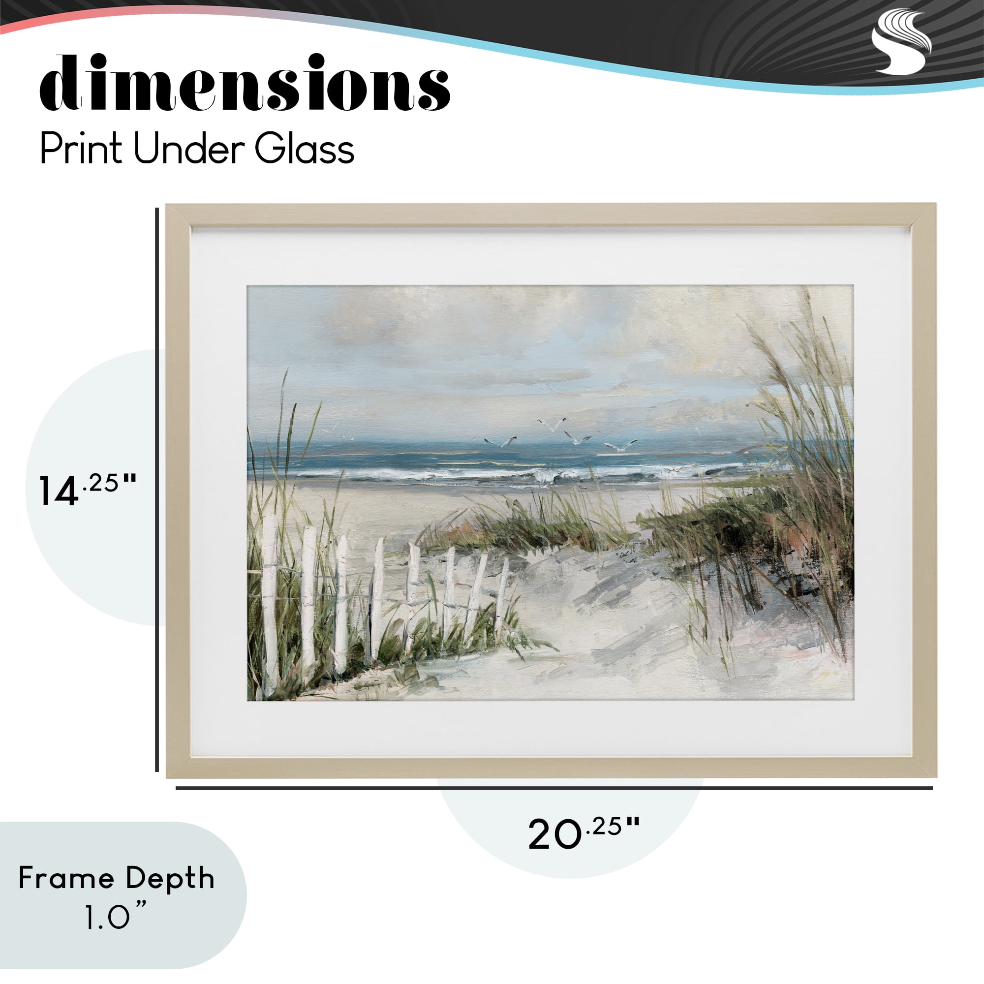 Stupell Industries Dunes With Weathered Fence Birch Framed Print Under Glass, design by Sally Swatland