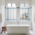 thumbnail image 4 of Blue Coastal Kitchen Curtains 45 Inch Length, Nautical Starfish Eucalyptus Leaf Coral Striped Tiers Curtains for Bathroom Bedroom Cafe, Light Filtering Window Treatment Drapes 2 Panels 42"Wx45"L, 4 of 8
