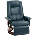thumbnail image 5 of Demi Bonn 39" Faux Leather Swivel Recliner with Footrest, Armrest and Wooden Base for Living Room, Comfort High-Backed Sofa Chair, Blue, 5 of 12