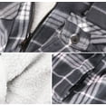 thumbnail image 3 of Men's Heavyweight Flannel Fleece Lined Plaid Sherpa Hoodie Jacket (A09 - Charcoal/White/Grey, 4XL), 3 of 3