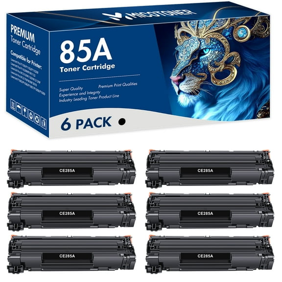 True Image 6-Pack Compatible Toner Cartridge for HP CE285A 85A for LaserJet Pro P1100 P1102 M1132 M1210 M1130 M1212 Printer (Black)