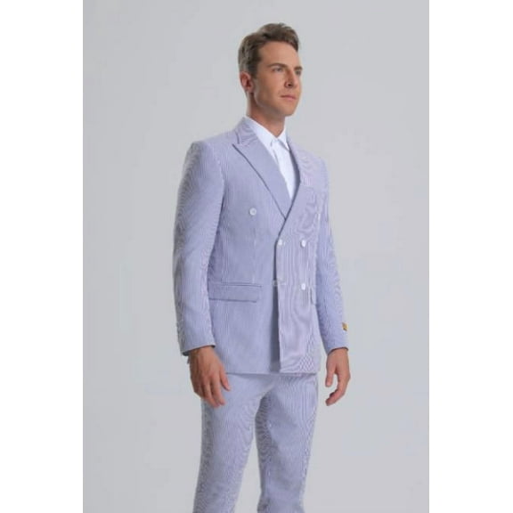 Seersucker Suit - Summer Suit - Cotton Suit - Light Blue