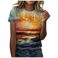 thumbnail image 2 of Puntoco - Camiseta de manga corta con estampado de moda para mujer, blusas sueltas informales Puntoco Puntoco-4554, 2 of 5