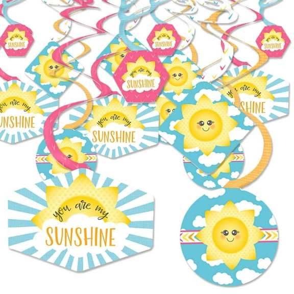 Big Dot of Happiness You Are My Sunshine - Baby Shower or Birthday Party Hanging Decor - Party Decoration Swirls - Set of 40