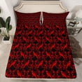 thumbnail image 2 of Feelyou Tribal Bohemian Damask Full Size Sheets, Red Gothic Crow Bed Sheets, 4-Piece, 2 of 7