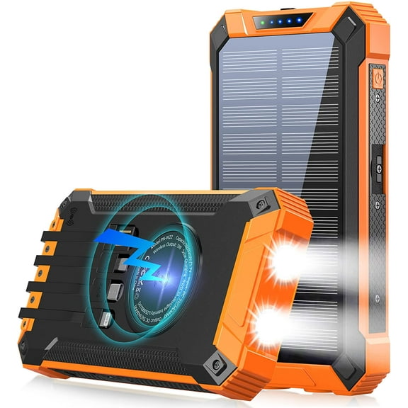 JRD Solar Wireless Power Bank 20000mAh with LED Flashlight Portable Phone Charger