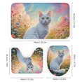 thumbnail image 2 of Cute Cat Print Shower Curtain 4-Piece Bathroom Decor Set, Includes Large 72" x 72" Shower Curtain, Toilet Cover Mat, U-Shaped Mat, Non-Slip Floor Mat, 2 of 7