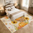 thumbnail image 4 of Area Rugs 5'x7', Thanksgiving Fall Carpet Runner Indoor Outdoor Rugs Home Decor Aesthetic, Rustic Orange Pumpkin Sunflowers Leaves Non Slip Mats Washable Accent Rug for Living Room Bedroom, 4 of 8