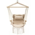 thumbnail image 1 of Patio Hammock Hanging Rope Swing Beige Chair with Tassel, Hanging Swing Seat for Home Bedroom and Outdoor Yard Garden, 1 of 9