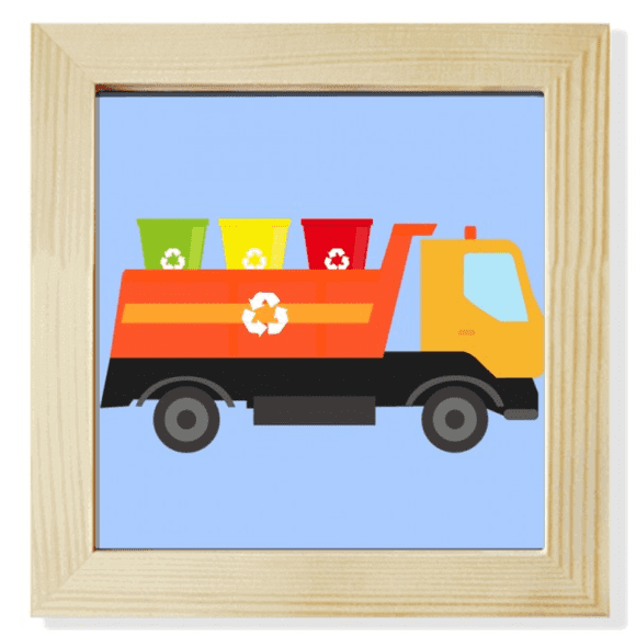 Virescence Afforest Garbage Truck Square Picture Frame Wall Tabletop Display