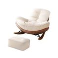 thumbnail image 3 of Sillón mecedor tapizado con reposapiés, taburete, sofá perezoso, moderno cojín acolchado, sillón reclinable para balcón, oficina, sala de estar fondo marrón, 3 of 8