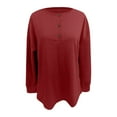 thumbnail image 5 of Women's Waffle Knit Top, Long Sleeve Crewneck Pullover, Loose Fit Casual Blouse for Fall and Winter 2025, Soft Stretchable Comfortable Top for Women, Solid Color Relaxed Fit Everyday Wear Red, 5 of 6