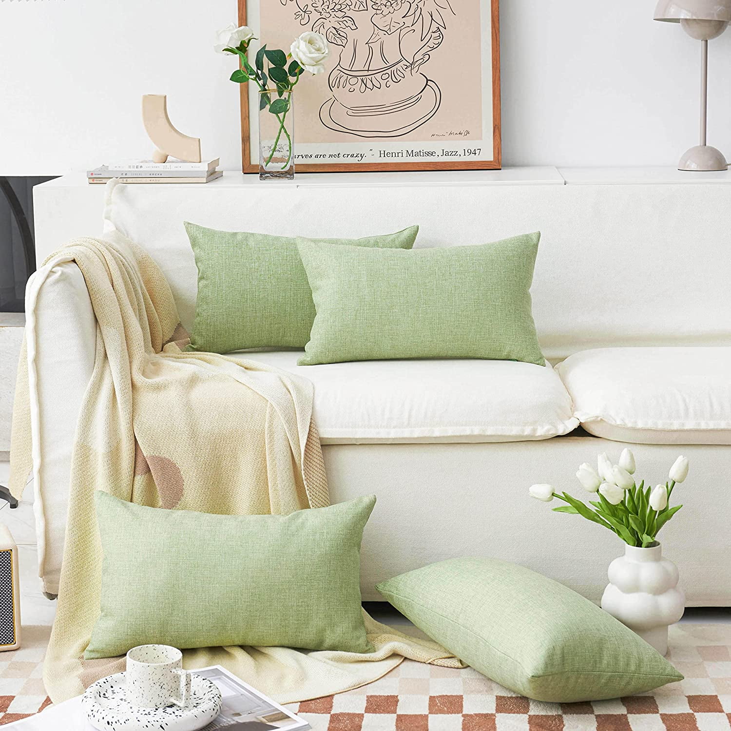 sage green rectangle pillow