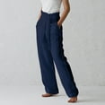 thumbnail image 3 of BLVB Women's Plus Size Wide Leg Cotton and Linen Pants, Navy, XX-Large, 3 of 5