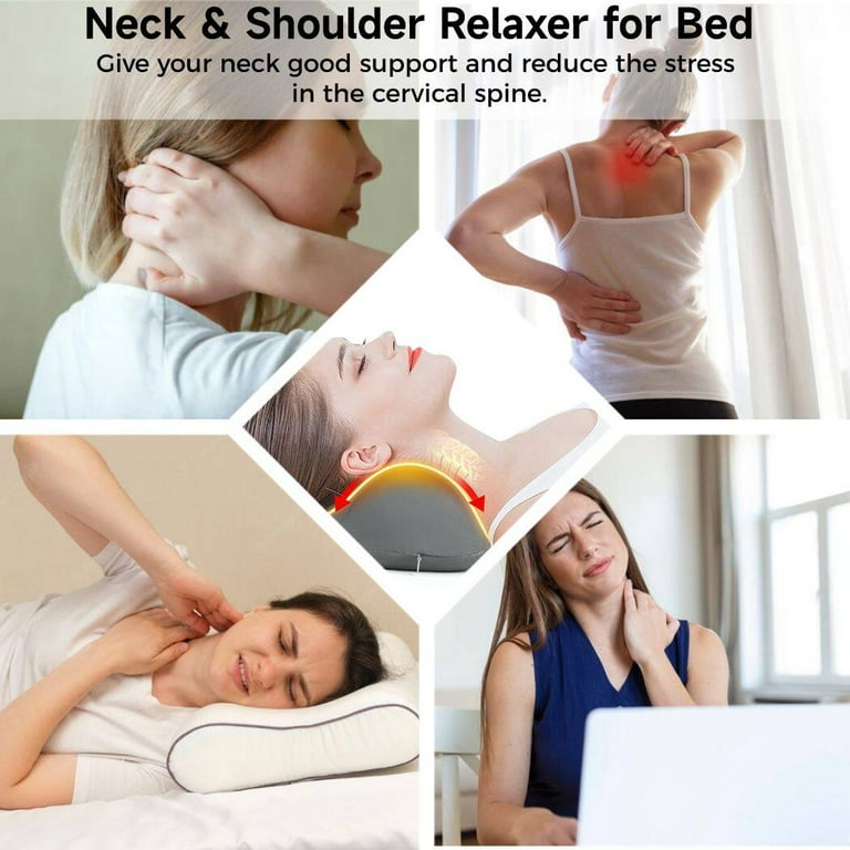 Neck Shoulder Relaxer USB Heated Cervical Neck Traction Pillow Heat Therapy Neck Stretcher Pillow Memory Foam Support Brace for Cervical Spine