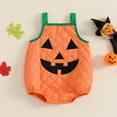 thumbnail image 2 of Baby Sweetie Toddler Baby Boy Girl Halloween Outfit Sleeveless Pumpkin Print Romper Bodysuit Pumpkin Clothes, 2 of 8