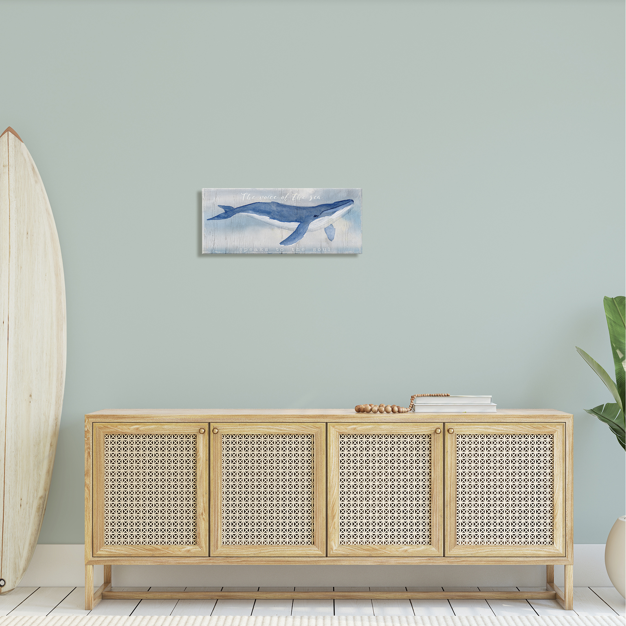 Stupell Industries Voice Of The Sea Inspirational Ocean Lover Whale Quote Graphic Art Gallery Wrapped Canvas Print Wall Art, Design by Katie Swatland