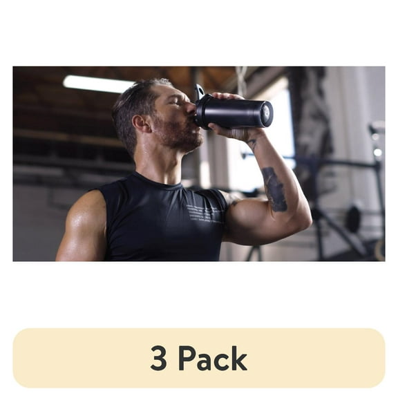 (3 pack) Blender Bottle Charcoal Shaker Cup with Flip-Top Lid