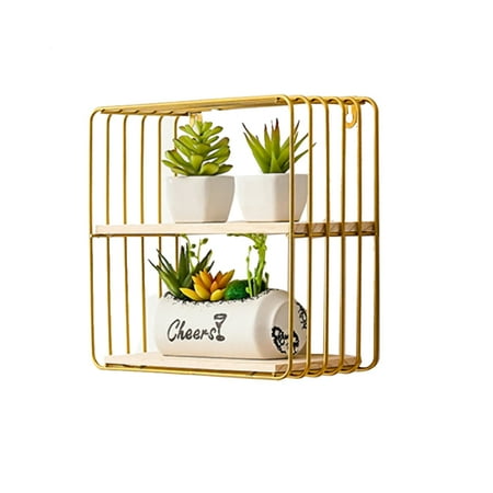 

Wooden Storage Racks Hanging Flower Pot House Craft Shelves(Gold)