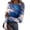Blue, variant on Womens Top Marble Fluid Print Long Sleeve Ribbed Shirts Fitted Tops Crew Neck Casual Soft Blouse Orange XXL