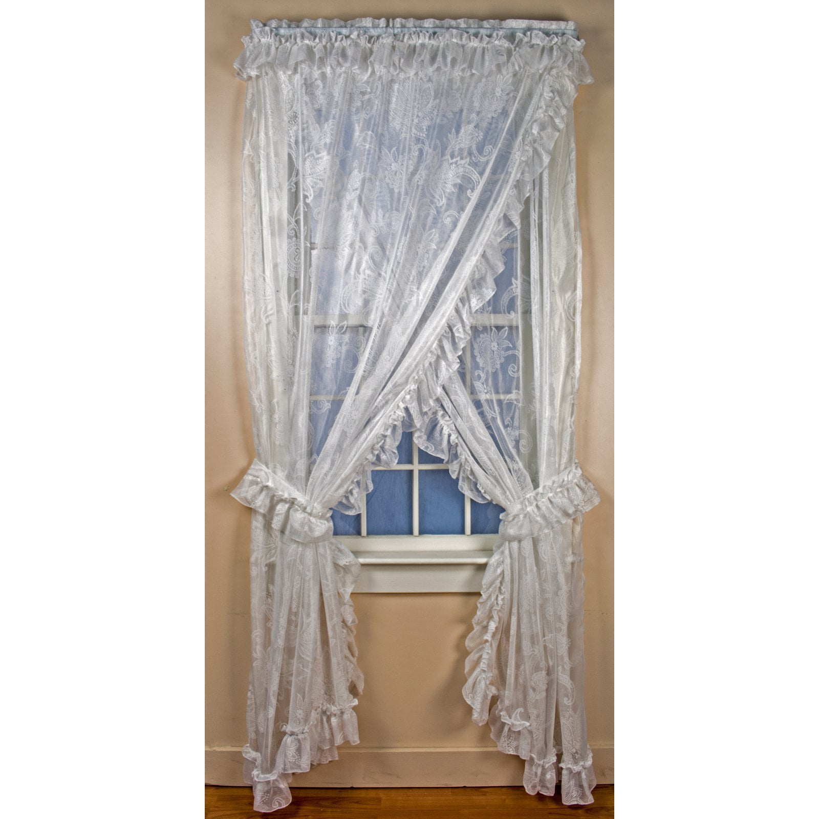 Beverly Lace Ruffled Priscilla Curtain Panel Set Of 2 Lace Ruffled Priscilla Curtain Panel