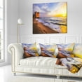 thumbnail image 2 of Designart Castle Santa Severa over Sunset Italy - Seashore Throw Pillow - 16x16, 2 of 4