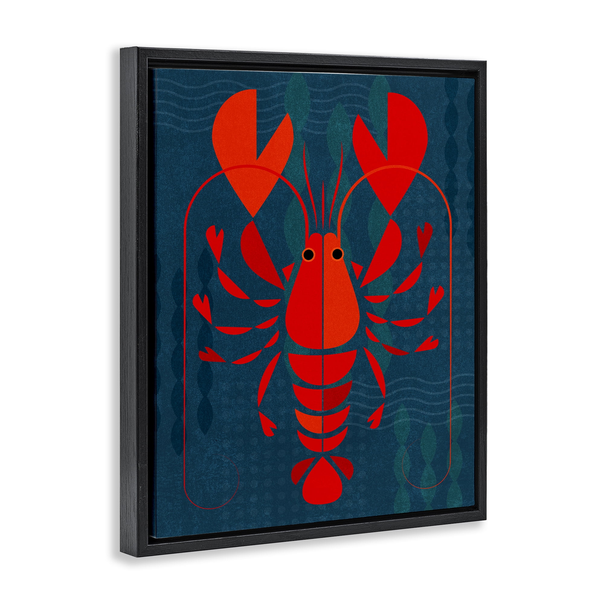 Stupell Industries Red Segmented Lobster Animals Painting Black Floater Framed Canvas Art Print Wall Art, 25 x 31