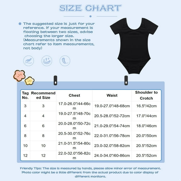 Jizyo Kid Girls One Piece Solid Color Short Sleeves U-Neck Basic Ballet Dancewear Gymnastics Leotard Blue 8