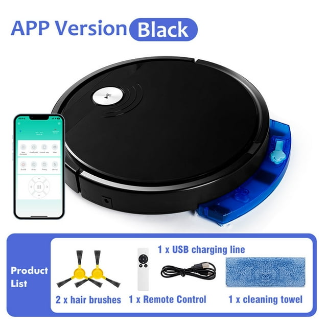 Meitianfacai Robot Vacuum And Mop Combo App/remote Control Robotic Vacuum Self-Charging Mopping Robot Vacuum Cleaner Set Schedule Strong Suction Ideal For Pet Hair/Carpet, Black