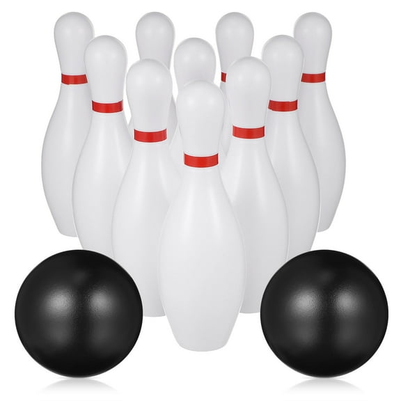 BESTYASH 1Set Indoor White Plastic Bowling Ball and Pin Set with Comfortable Texture